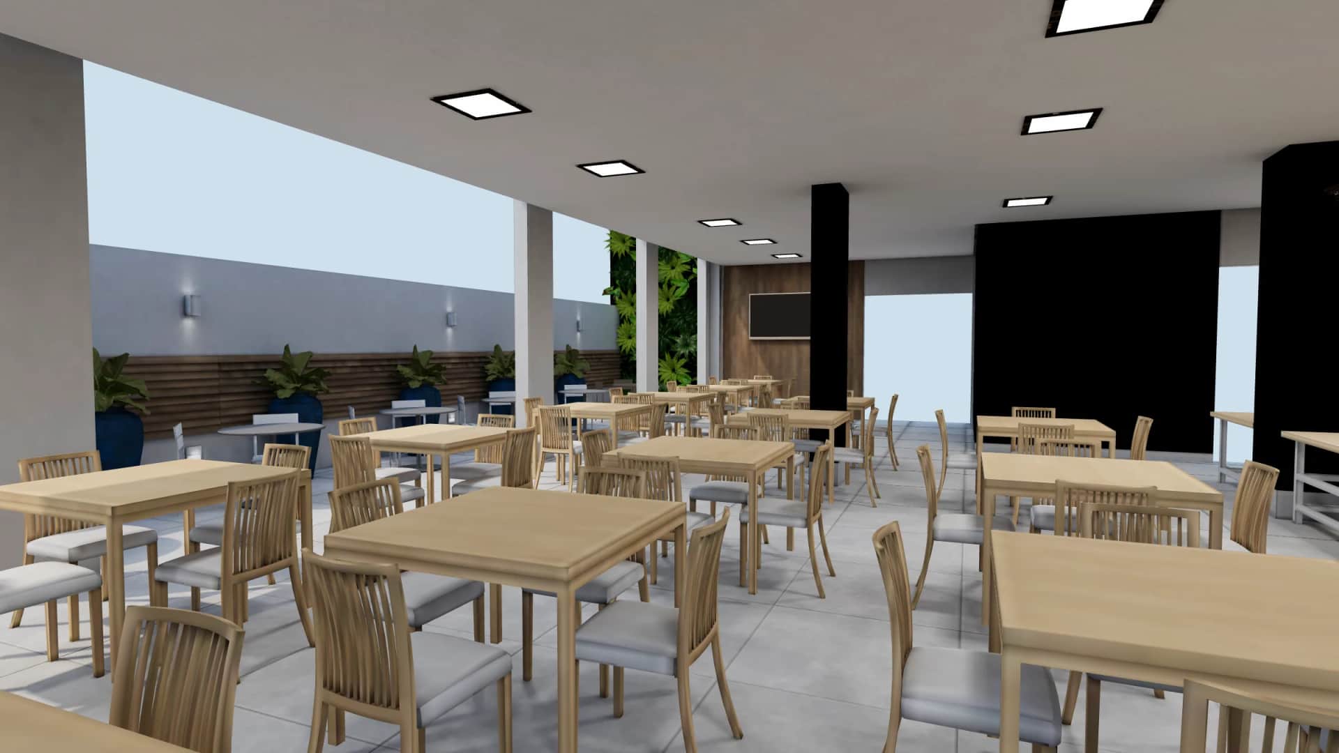 La salle du café vue en 3D